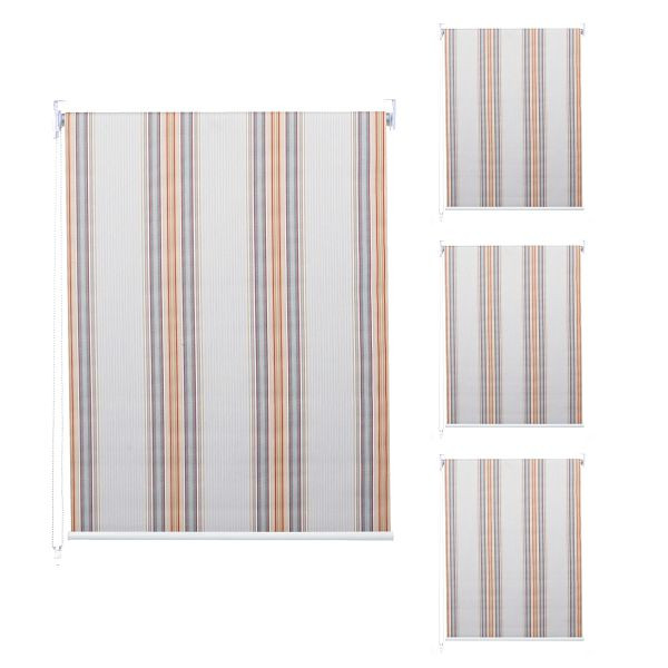 Mendler 4er-Set Rollo HWC-D52, Fensterrollo Seitenzugrollo Jalousie, 120x230cm Sonnenschutz blickdicht, grau/braun/orange, 4x63476