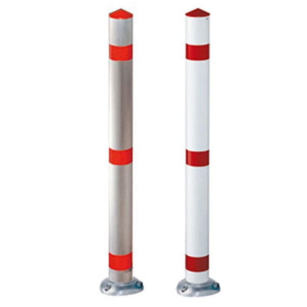 Stein HGS Absperrpfosten -Acero-, zum Einbetonieren, natur mit 3 roten Reflexstreifen, Pfosten: Ø 76 mm, 13442