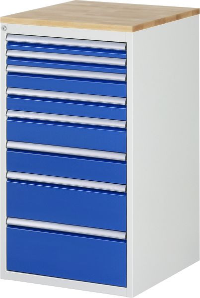 RAU Schubladenschrank Serie 7000, B580 x T650 x H1035 mm, Buche-Massiv-Arbeitsplatte, Schubladen: 2xH60, 2xH90, 2xH120, 1xH180, 1xH210 mm, 13-L7.11A-B.11