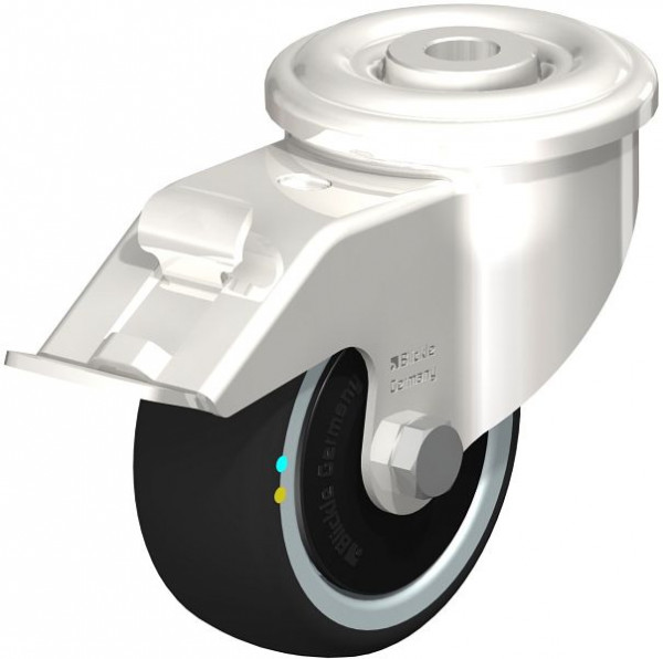 Blickle LEXR-PATH 80KD-FI-ELS-FK Edelstahl-Lenkrolle mit Rückenloch & Feststeller, Thermoplastisches Polyurethan, Grau, 853695