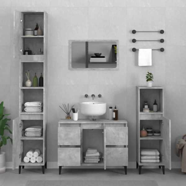 vidaXL 3-tlg. Badmöbel-Set Betongrau Holzwerkstoff, 3185609
