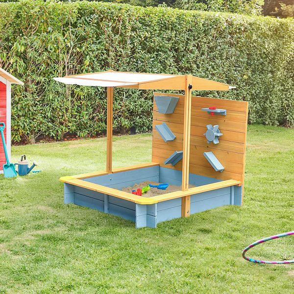 HOME DELUXE Sandkasten mit Überdachung SANDY, Holz/Grau, 71937