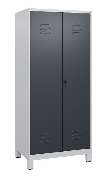 C+P Umkleidespind Classic PLUS SW, Füße, 2 Abteile, 1800x800x500mm, 7035/7016, Drehriegel, 0800127-22 S10008