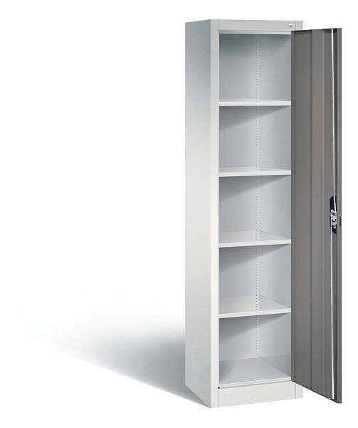 C+P Büroschrank Acurado, H1950xB502xT400mm, Farbe: Lichtgrau / Vulkangrau, Muldengriff, 5 OH, 9234-000 S10207