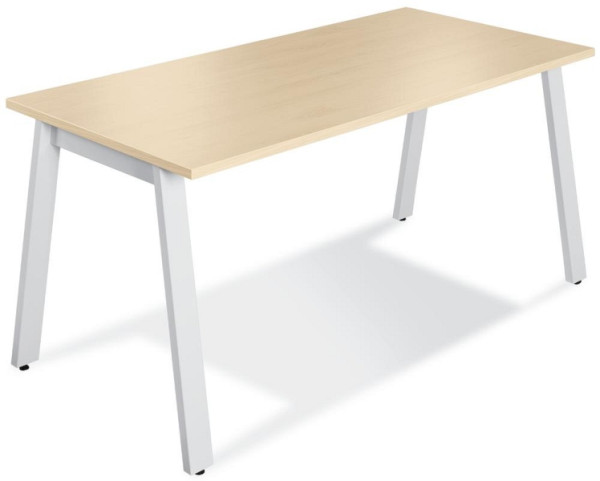 Deskin Konferenztisch RIO, Dekor: Ahorndekor, Gestellfarbe: Weiß RAL 9016, BxHxT: 1200 x 735 x 800 mm, 275605