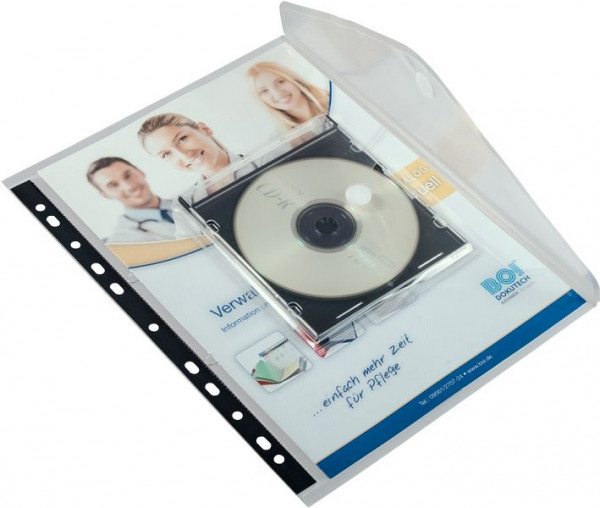 Eichner PP-Dokumententasche mit CD/DVD-Tasche, Transparent, VE: 5 Stück, 9218-00682