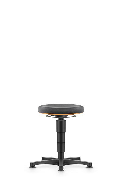 bimos Allround Hocker mit Gleiter, Supertec schwarz, Sitzhöhe 450-650 mm, Farbring orange, 9460-SP01-3279