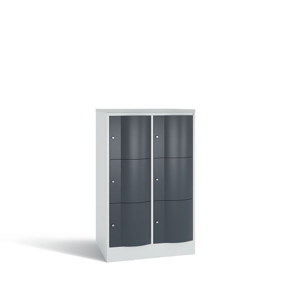 C+P XL-Schließfachschrank Resisto,6 Fächer,H1255B772T640mm,Grau/Anthrazit/DBSHellgrau, 8573-273 S10169