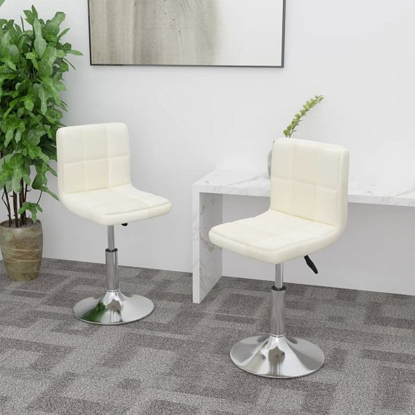 vidaXL Esszimmerstühle 2 Stück Drehbar Creme Stoff, 334211