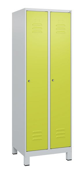 C+P Umkleidespind Classic PLUS mit Mitteltrennwand, Füße, 2 Abteile, 1800x600x500mm, 7035/0024, Zylinderschlösser, 0800107-20F S10025