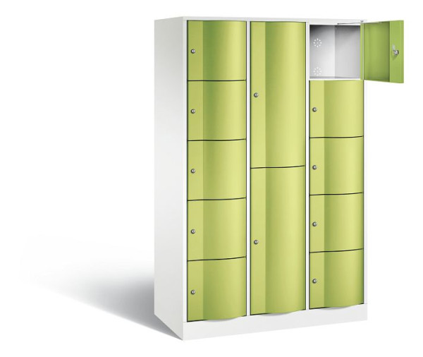 C+P Kombi-Schließfachschrank Resisto, H1950xB1148xT540mm, Farbe: Verkehrsweiß / Viridingrün, 8070-3721 S10035