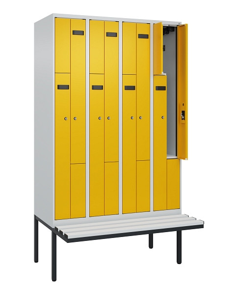 C+P Z-Spind Evolo PLUS, Bank, 8 Fächer, 2120x1200x815mm, 7035/1004, Zylinderschloss, Material Sitzfläche Kunststoff, 0490437-408 S10075