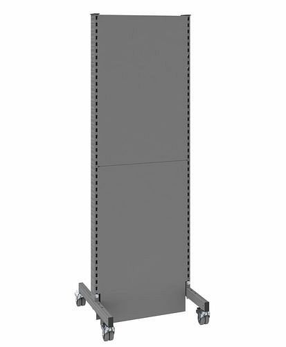 DENIOS Mobile Akustik Trennwand, Grundfeld, B 625, H 2000 mm, Akustik-Lochblech einseitig, grau, 293062
