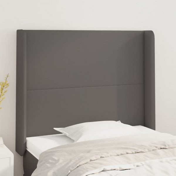 vidaXL Kopfteil mit Ohren Grau 103x16x118/128 cm Kunstleder, 3119388