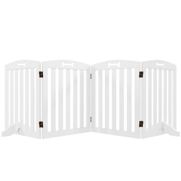 PawHut Freistehendes Hundegitter mit Stützfüßen, für Türrahmen, Flur, Treppe, 207,5 x 30 x 61 cm, Weiß, D06-244V01WT