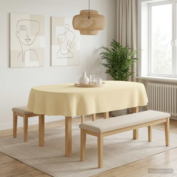 vidaXL Tischdecke 5 stk. Oval Cremeweiß 95 x 220 cm Polyester, 42040279