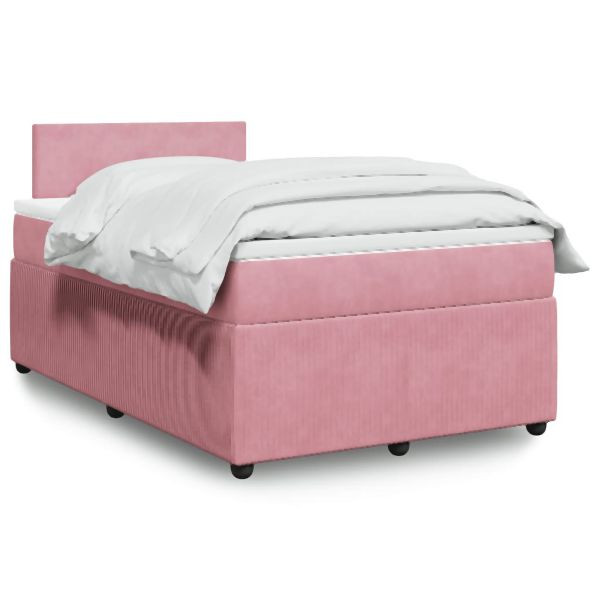 vidaXL Boxspringbett mit Matratze Rosa 120x190 cm Samt, 3289985