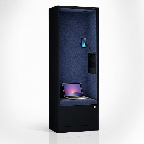 Jan Nowak Schrank mit Sitzfläche und Ruhezone SALLY MentalBox 1850 x 600 x 400 mm, Schwarz, Dunkelblau, 2067