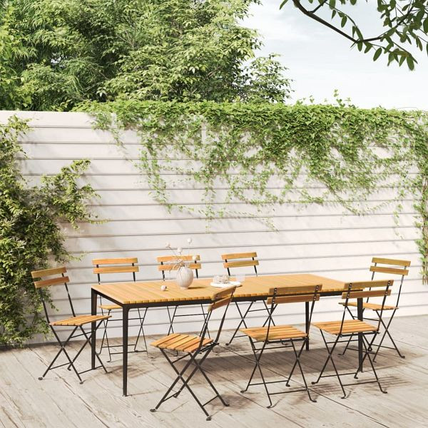 vidaXL Klappbare Gartenstühle 8 Stück Stahl und Massivholz Akazie, 3152107