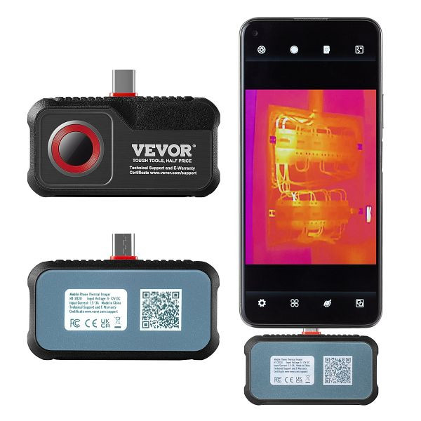 VEVOR Wärmebildkamera für Android, 256 x 192 IR-Auflösung, 25 Hz Bildwiederholfrequenz, KDSRCXY25619HODHKV0