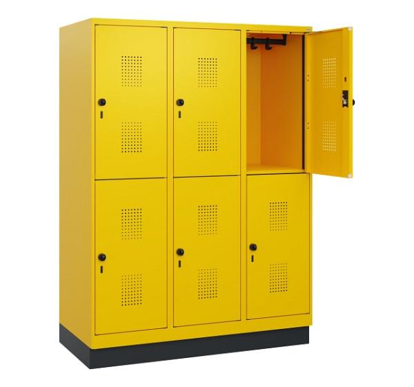 C+P Doppelstöckiger Spind Evolo PLUS, Sockel, 6 Fächer, 1630x1200x500mm, 1023/10, Drehriegel, 0493205-32 S10027