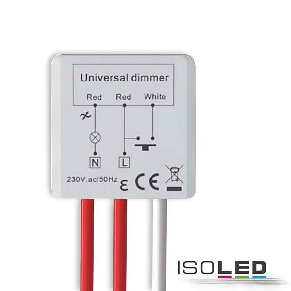 ISOLED Universal-Push Mini-Dimmer für dimmbare 230V Leuchten/Trafos, 250VA, 114936