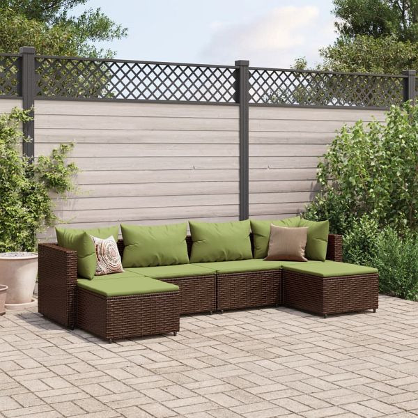 vidaXL 6-teilig Garten-Lounge-Set mit Kissen Braun Poly Rattan, 3308246