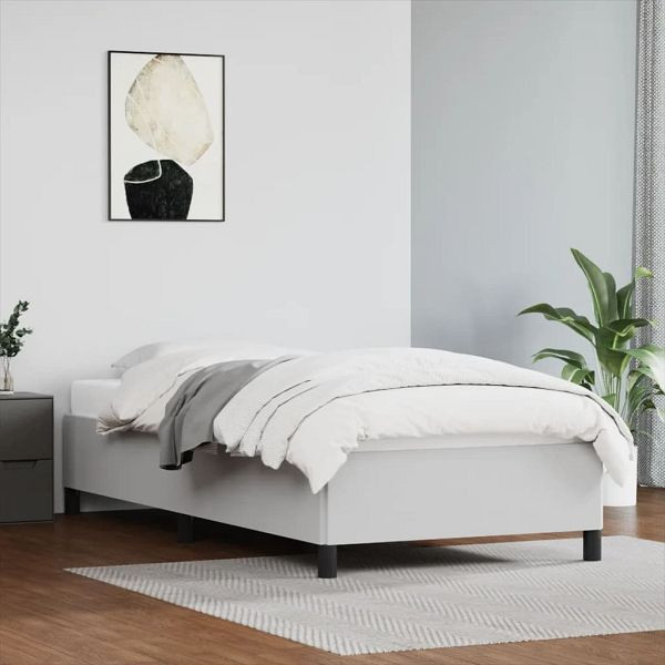 vidaXL Bettgestell Weiß 90x190 cm Kunstleder, Sperrholz, 347222