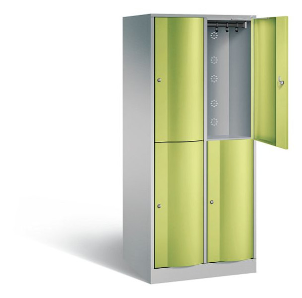 C+P Spind doppelstöckig XL Resisto, H1950xB772xT640mm, Farbe: Weißaluminium / Viridingrün, 8270-273 S10017