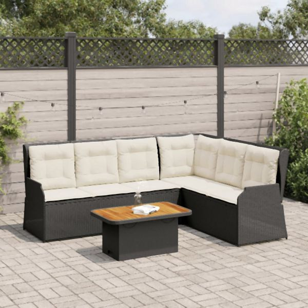 vidaXL 5-tlg. Garten-Lounge-Set mit Kissen Schwarz Poly Rattan, 3262471