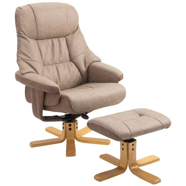 HOMCOM Relaxsessel mit Hocker, Fernsehsessel, Polstersessel mit Liegefunktion, 833-838V70BN