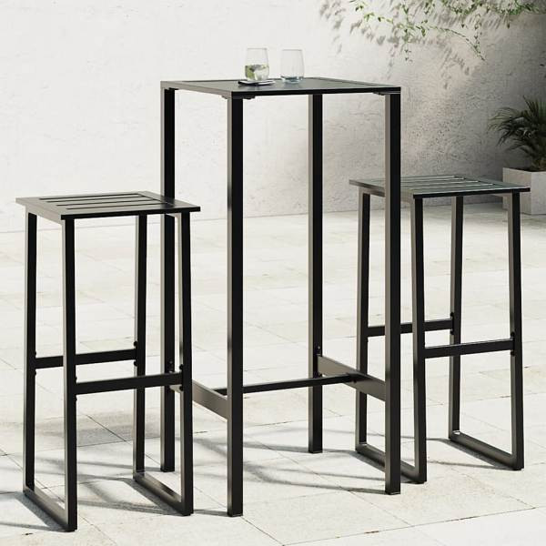 vidaXL 3-tlg. Gartenbar-Set Schwarz Pulverbeschichteter Stahl, 3283750