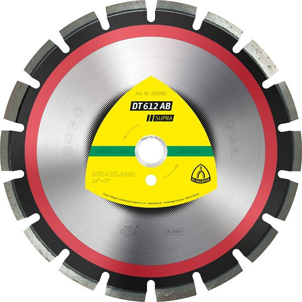 Klingspor DT 612 AB Diamanttrennscheiben 300 x 2,8 x 25,4 mm 18 Segmente 40 x 2,8 x 10 mm Weitverzahnt, für Motortrennschleifer und Fugenschneider, 330080