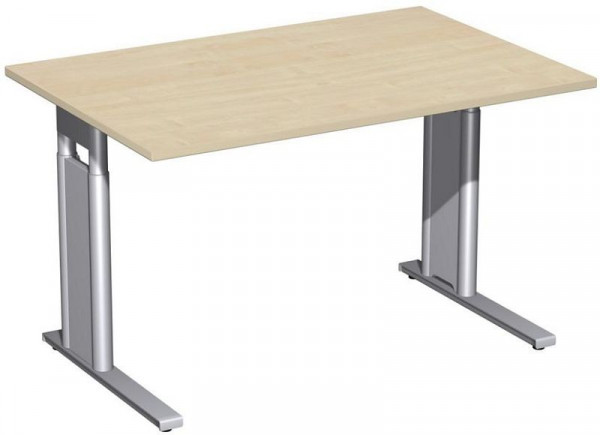 geramöbel Schreibtisch höhenverstellbar, C Fuß Blende optional, 1200x800x680-820, Ahorn/Silber, N-647102-AS
