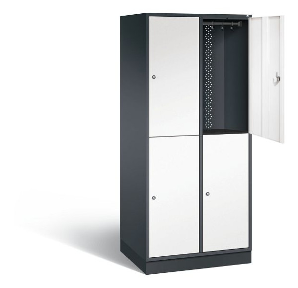 C+P Spind doppelstöckig XL Intro, H1950xB820xT590mm, Farbe: Schwarzgrau / Verkehrsweiß, 8270-203 S10051