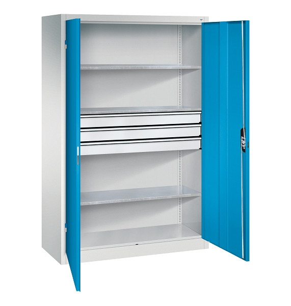 C+P Werkzeugschrank Acurado, H1950xB1200xT500mm, 7035/5012, 2 Einlegeböden, Traglast 70 kg, 8931-5030 S10338