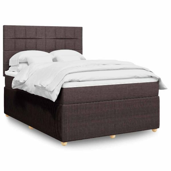 vidaXL Boxspringbett mit Matratze Dunkelbraun 160x200 cm Stoff, 3294410