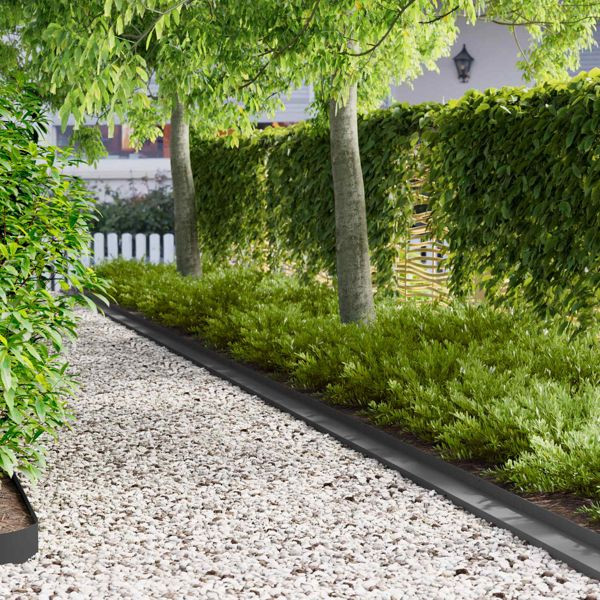 vidaXL Raseneinfassung 30 Stk. 100 x 10 x 8 cm Stahl Anthrazit, 8008876
