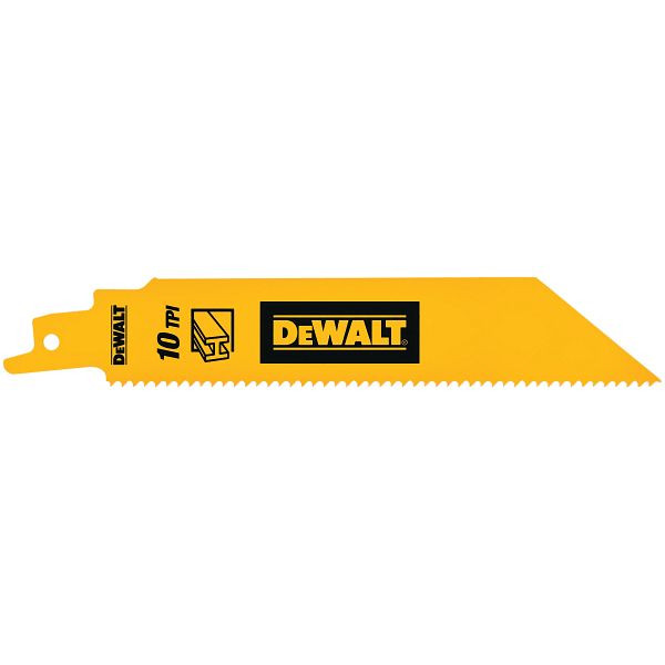 DeWalt Säbelsägeblatt Bi-Metall 1" Heavy Duty für Metall 152mm 10TPI, VE: 5 Stück, DT90384-QZ