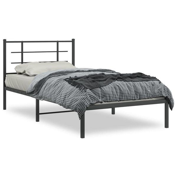 vidaXL Bettgestell mit Kopfteil Metall Schwarz 107x203 cm, 355557