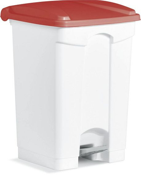 Deskin Tretabfallsammler, aus Kunststoff, Korpus weiß, Deckel rot, H 605 x B 410 x T 400 mm, 276463
