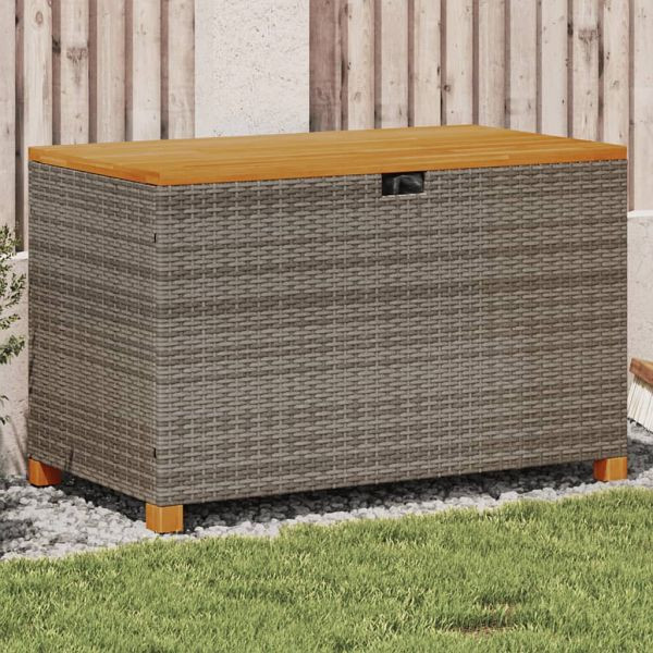 vidaXL Gartentruhe Grau 110x55x63 cm Poly Rattan Akazienholz, 366286
