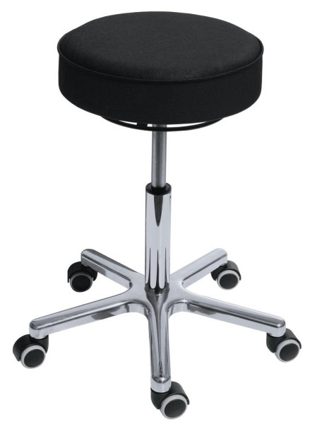 Deskin Drehhocker A-TEC 70, Kunstledersitz schwarz, Fußkreuz Aluminium mit Rollen, 260274