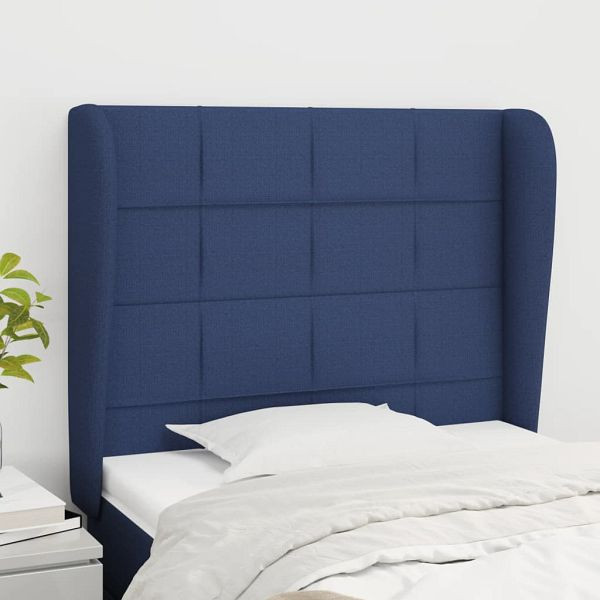 vidaXL Kopfteil mit Ohren Blau 83x23x118/128 cm Stoff, 3117936