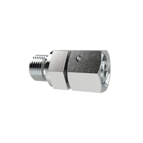 Riegler Einstellbare gerade Einschraubverschraubung, Dichtkegel, M12x1,5 außen, Rohr-Außen-Ø 6 mm, PN 630, SW1 17, SW2 17, Stahl verzinkt, 158913