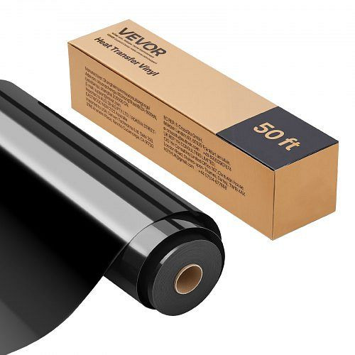 VEVOR Wärmeübertragungsfolie, schwarz glänzend, 304,8 x 15.240 mm, für T-Shirts Kissen Hüte, kompatibel mit Schneidemaschinen, KZMJC12INCH5O68BI001V0