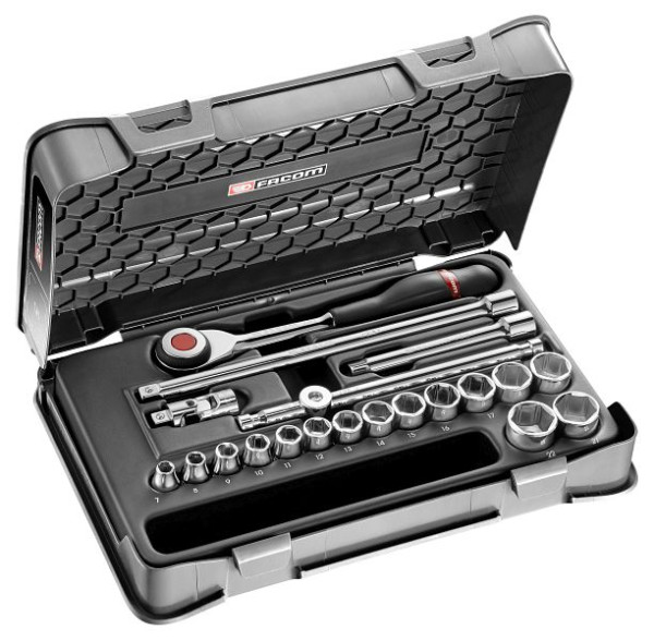 Facom Steckschlüsselsortiment 3/8", 6-Kant, metrisch - 20 Teile - J.360, J.360-3P6
