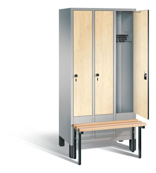 C+P Garderobenschrank Evolo, H1850xB900xT815mm, Farbe: Weißaluminium / Dekor Donau-Ahorn, 48030-30 S10198