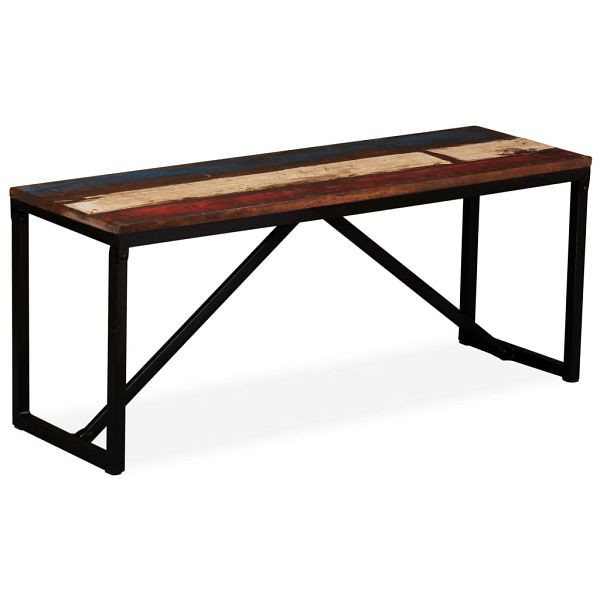 vidaXL Sitzbank Massivholz 110x35x45 cm, Material: Sitz aus recyceltem Massivholz + Stahl-Tischbeine, 244901