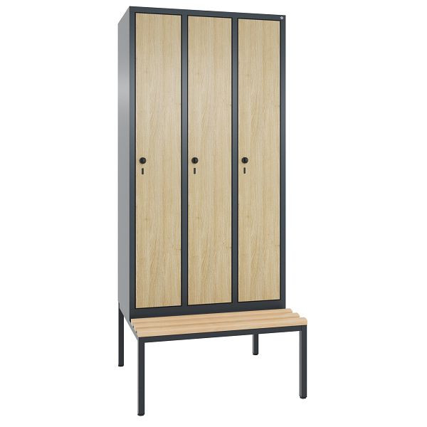 C+P Spind Evolo, 3 Abteile, H2090xB900xT815 mm, Anthrazit/HPL Eiche, 48050-30 S10856